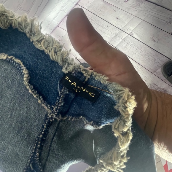 Vintage Fang Denim Lace Up Floral Tank Top Size L - Picture 4 of 4